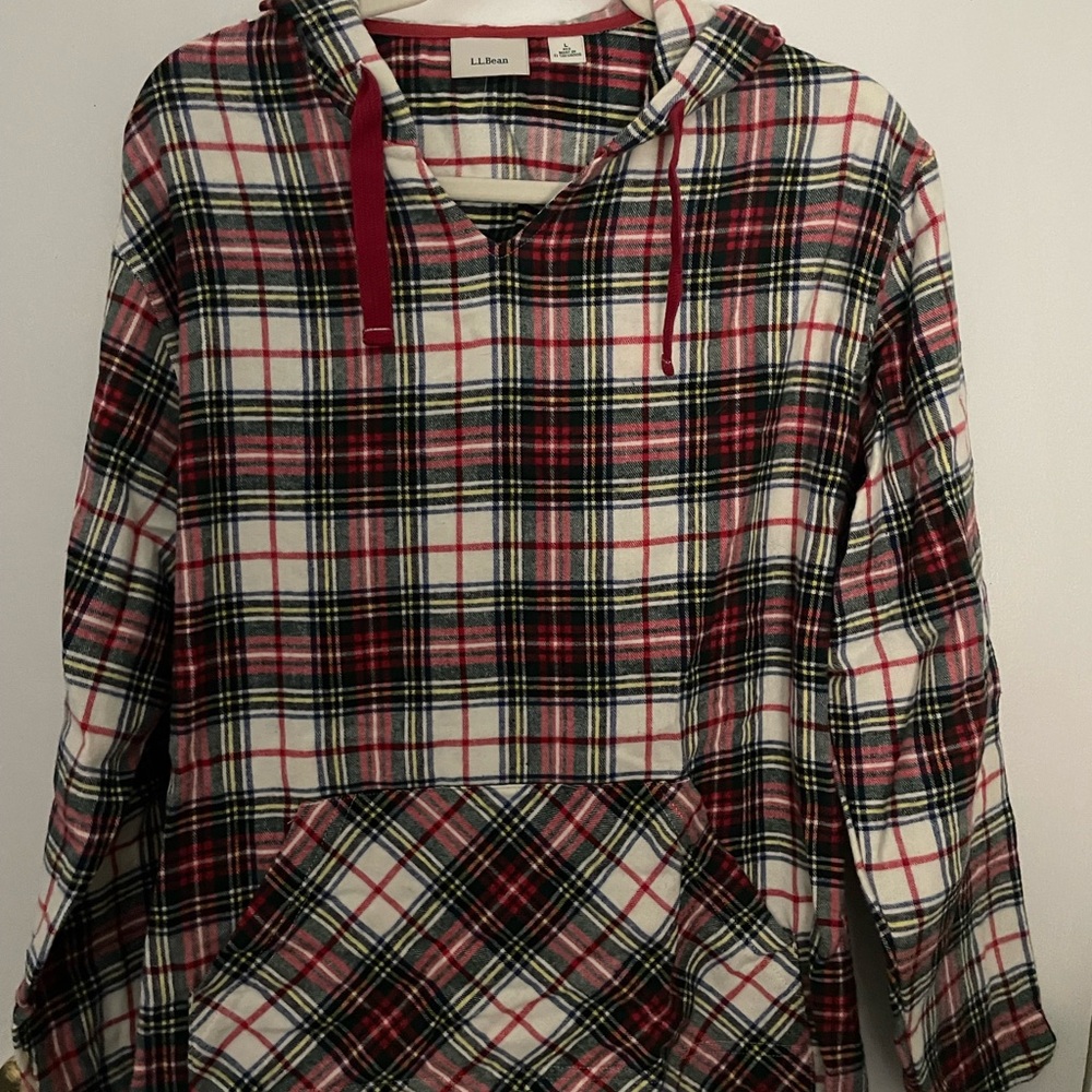L.L. Bean Red and White Plaid Hoodie